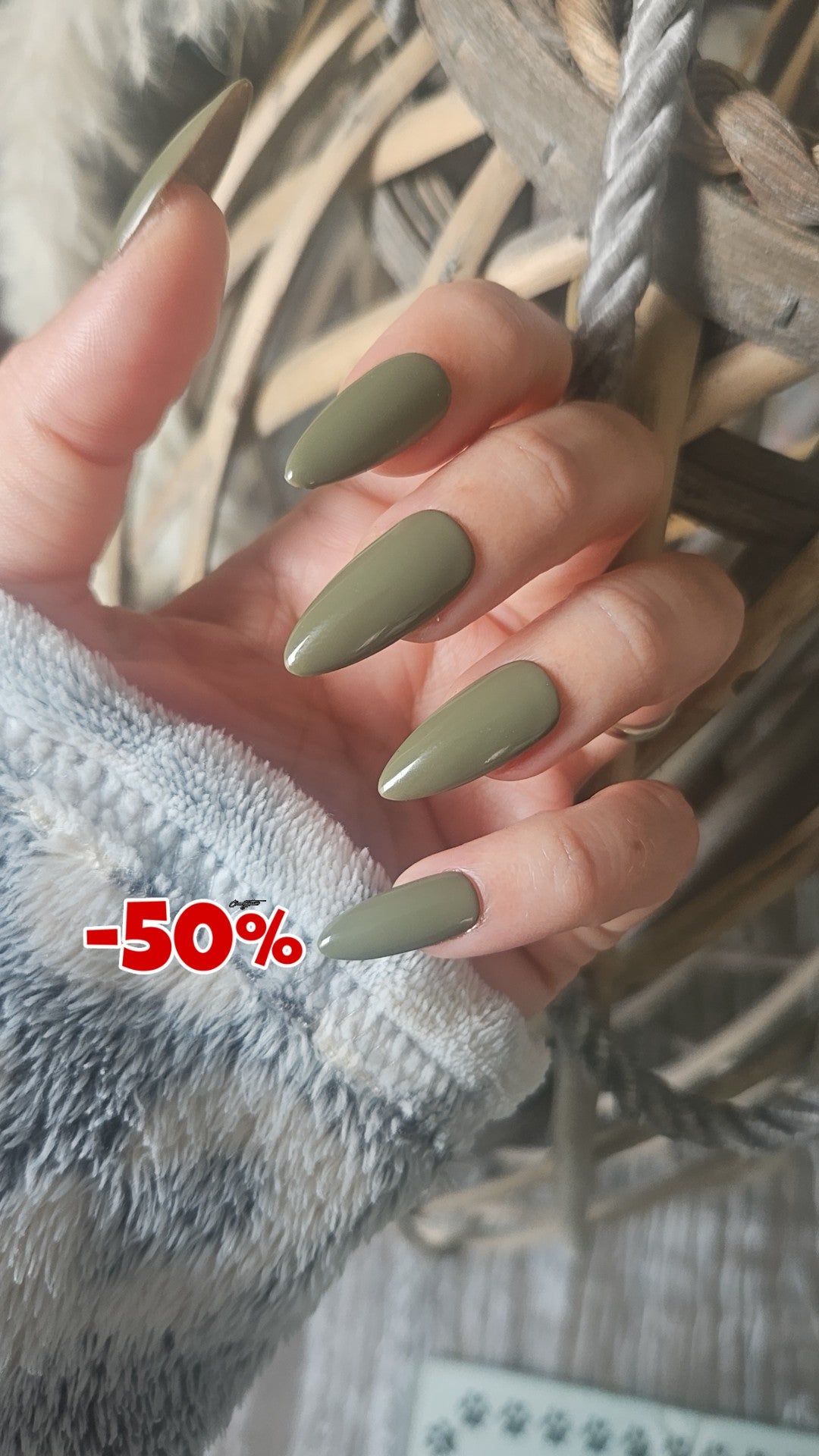 Press-on Nails kaki Olive - PROMO 50% Pressonnailsdesign
