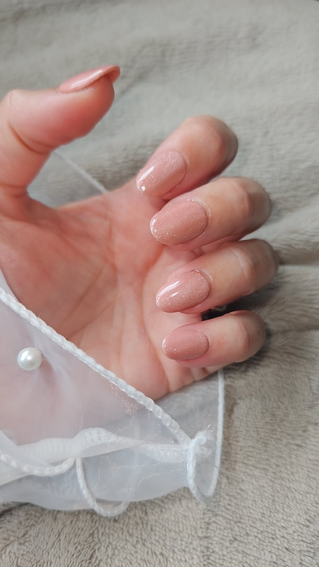 Press-on nails Nude Pailleté Pressonnailsdesign