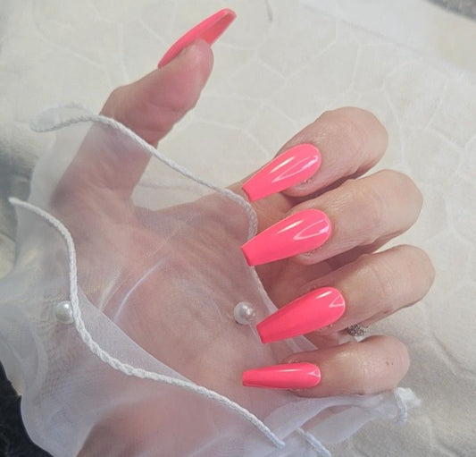 Press - on Nails Rose fluo lovelas Pressonnailsdesign