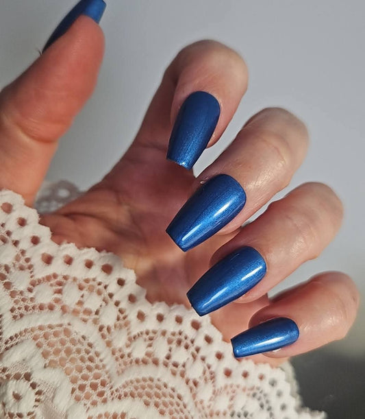Press - on Nails Bleu Metalisée Pressonnailsdesign