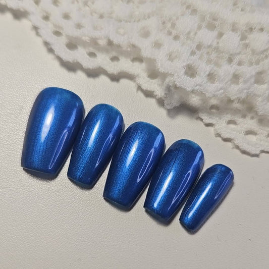 Press - on Nails Bleu Metalisée Pressonnailsdesign
