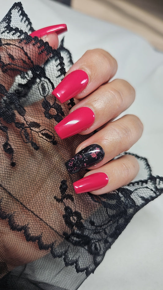 Press-on nails pink & flowers Pressonnailsdesign