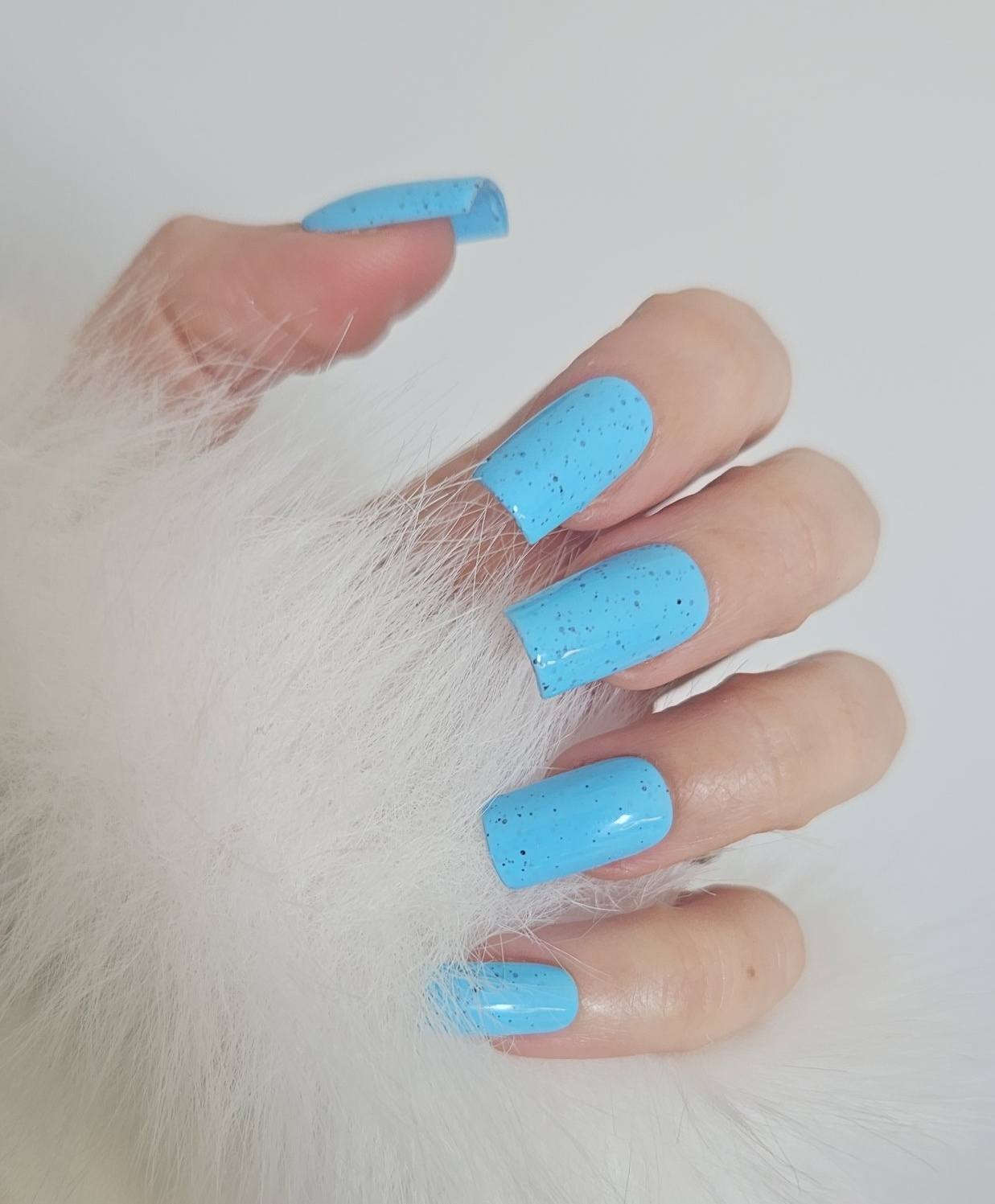 Press - on  Nails Bleu Céleste & Éclats Noirs Pressonnailsdesign