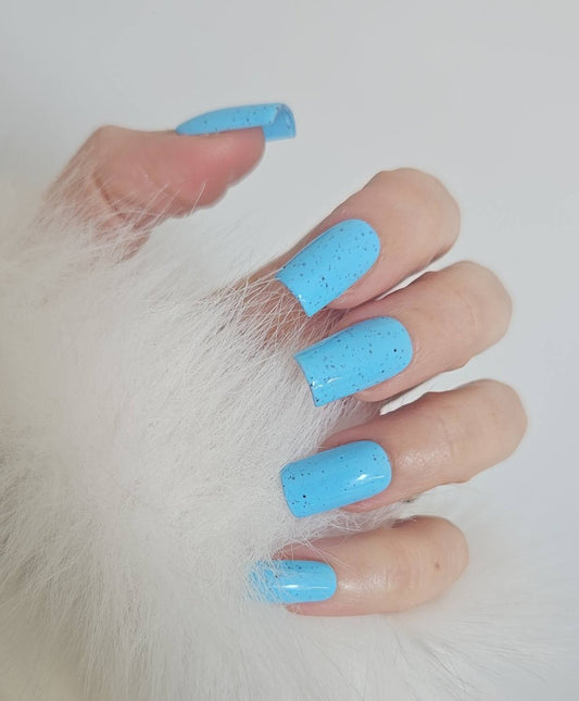 Press - on  Nails Bleu Céleste & Éclats Noirs Pressonnailsdesign