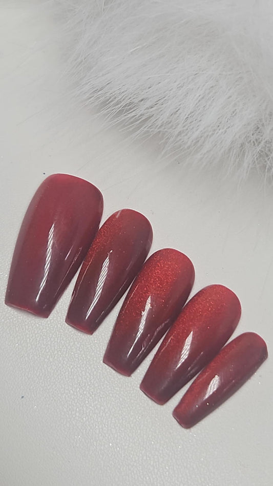 Press-On Nails Red Cat Eyes Pressonnailsdesign