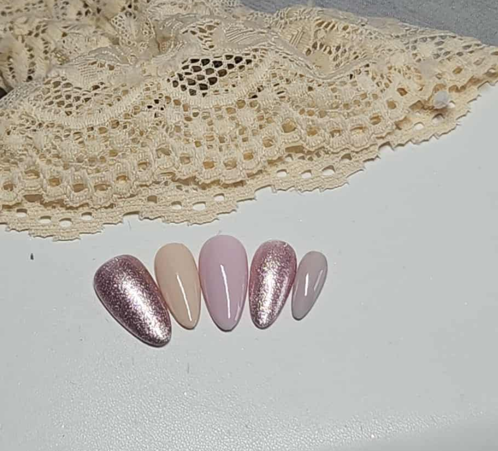 Press On Nails Nude Rose Scintillant Pressonnailsdesign