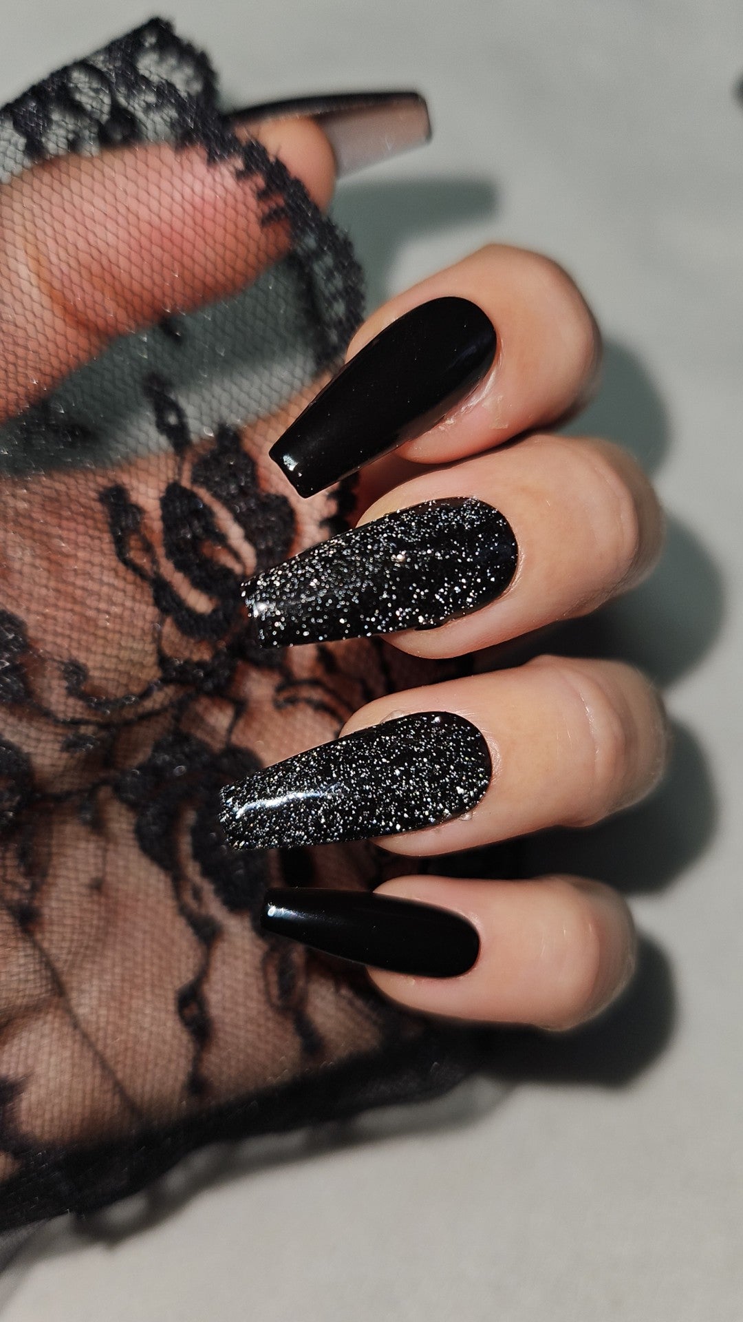 Press-On Nails Noir Galaxie Pressonnailsdesign