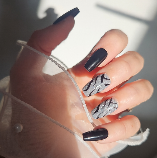 Press-On Nails Glamour zébré Pressonnailsdesign