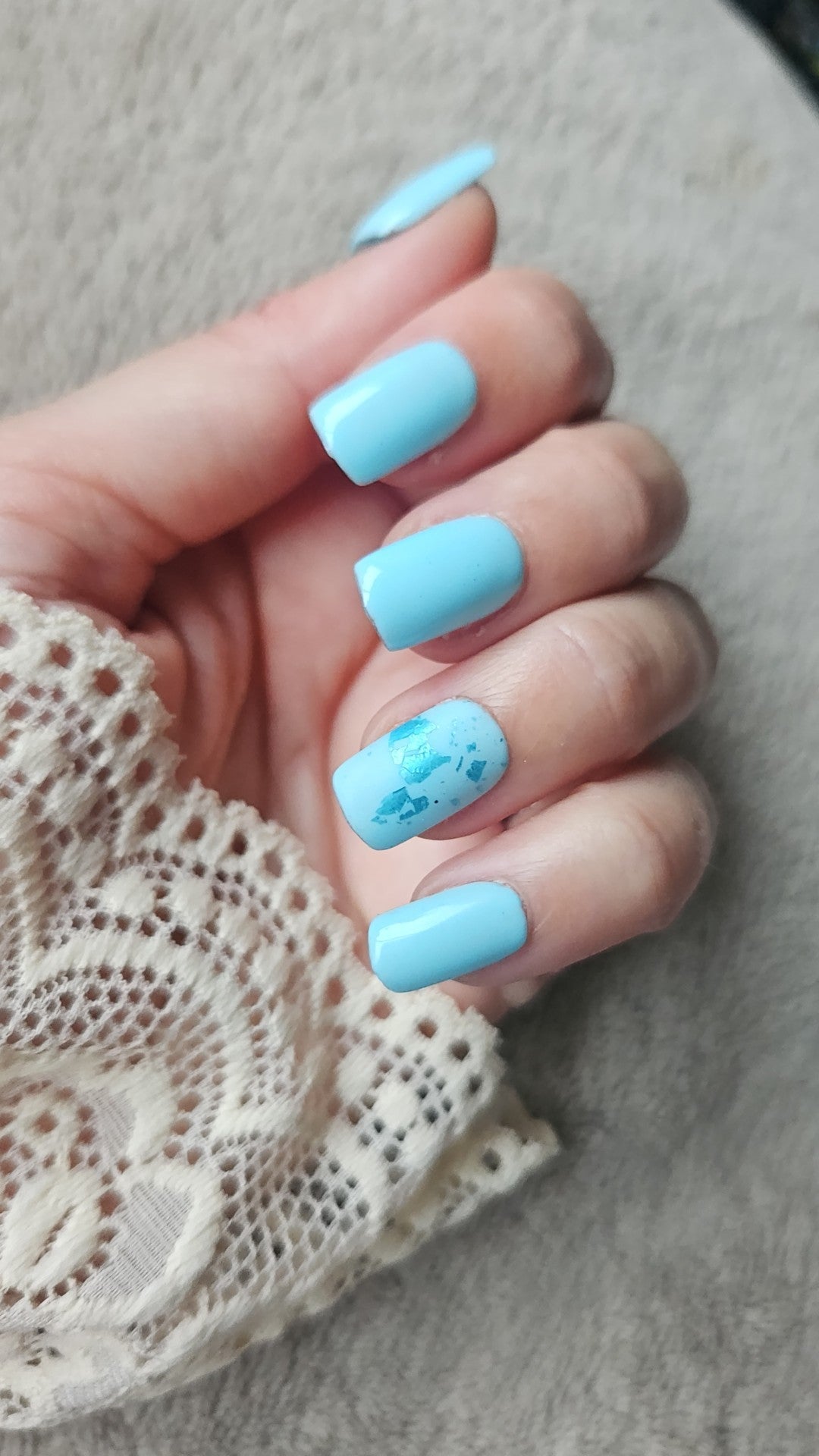 Press-on nails bleu océan & feuilles bleutées Pressonnailsdesign