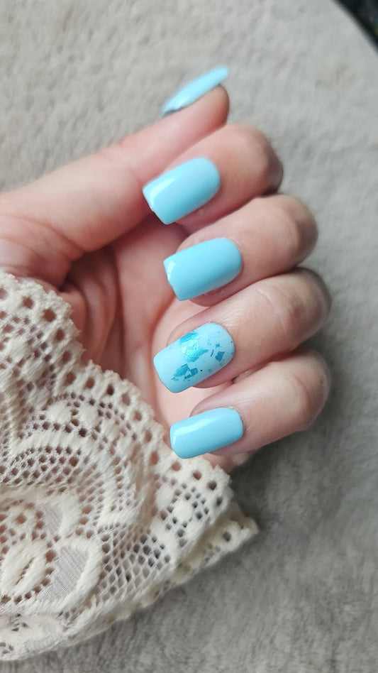 Press-on nails bleu océan & feuilles bleutées Pressonnailsdesign