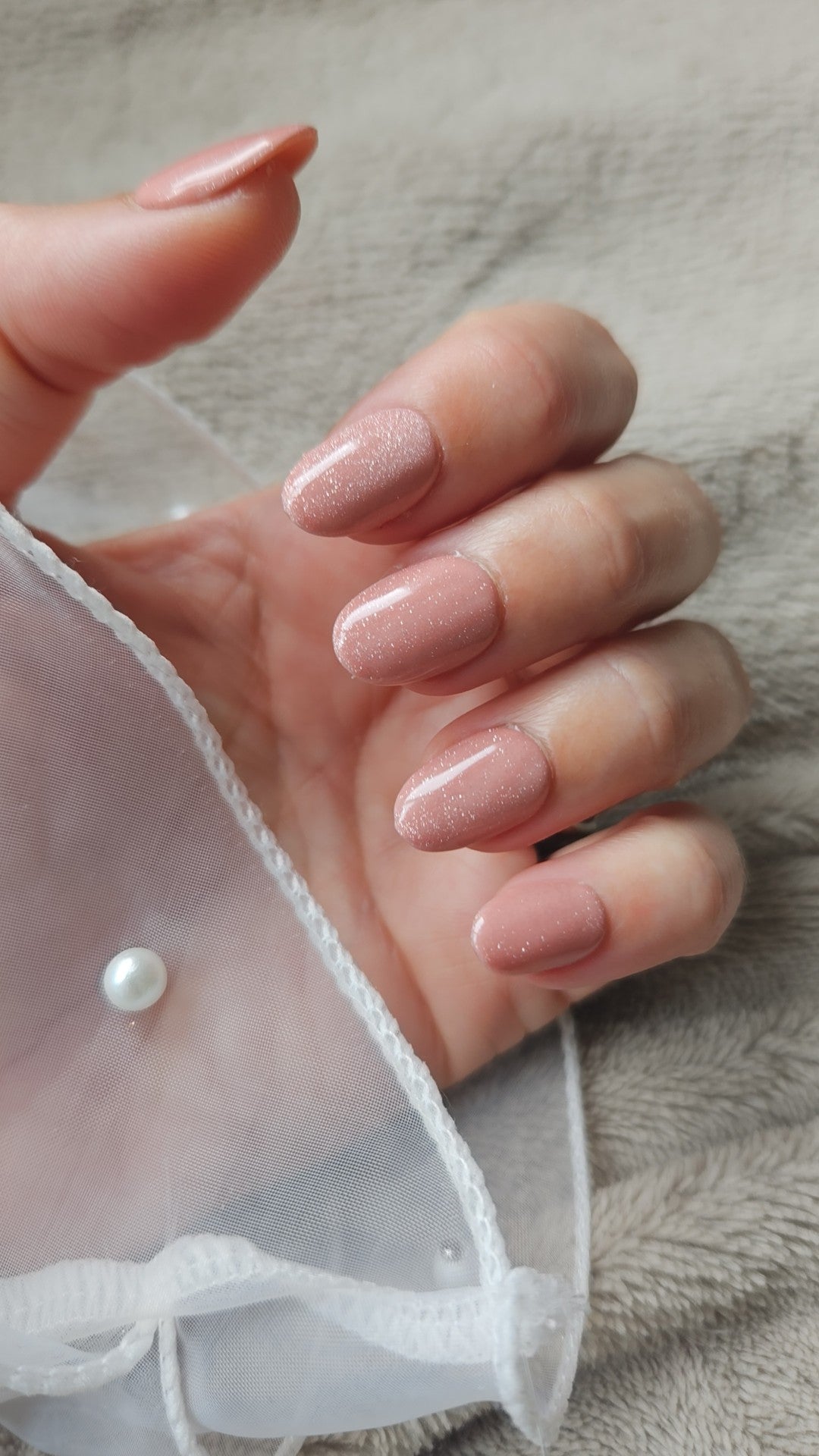 Press-on nails Nude Pailleté Pressonnailsdesign