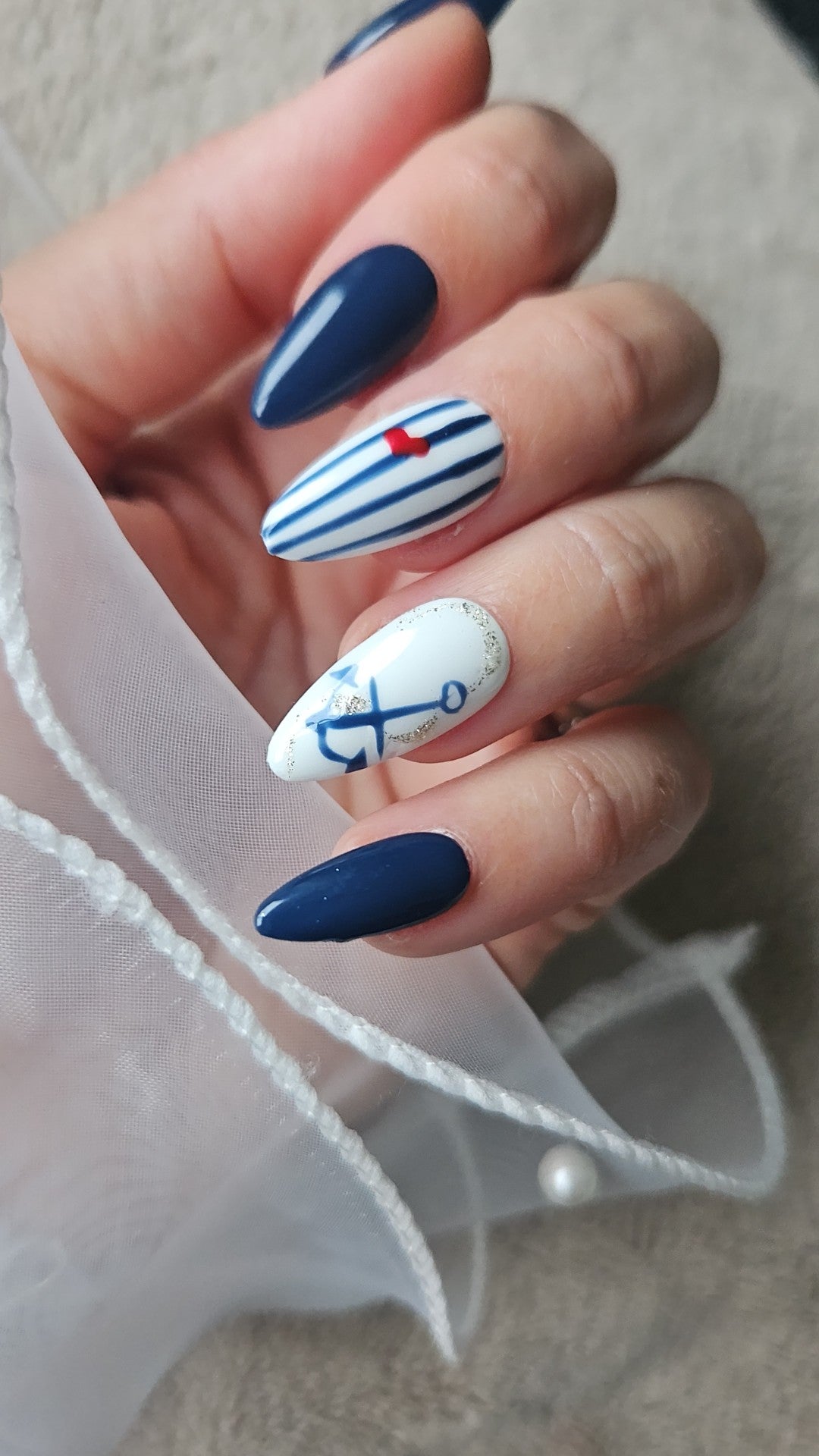 Press-On Nails Évasion Marine & Détails Rouge Passion Pressonnailsdesign