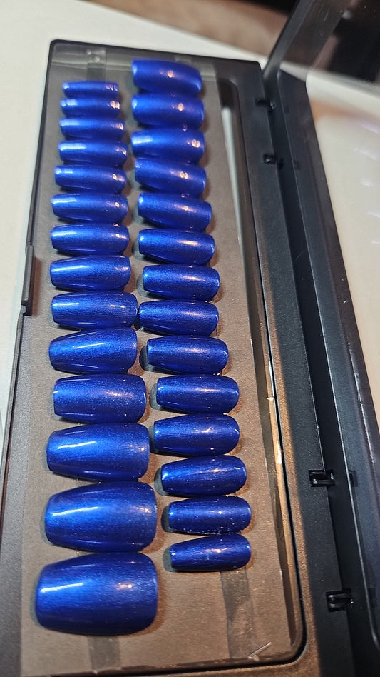 Press - on Nails Bleu Metalisée Pressonnailsdesign