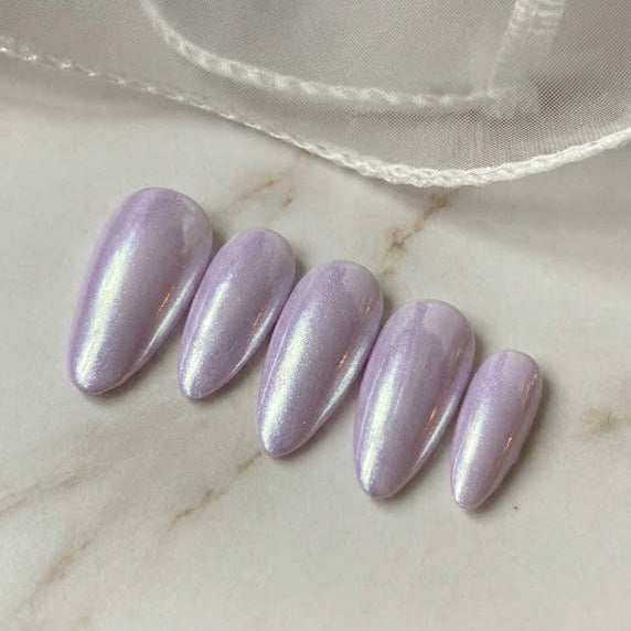 Press-On Nails Lilas Parme Effet Miroir Pressonnailsdesign
