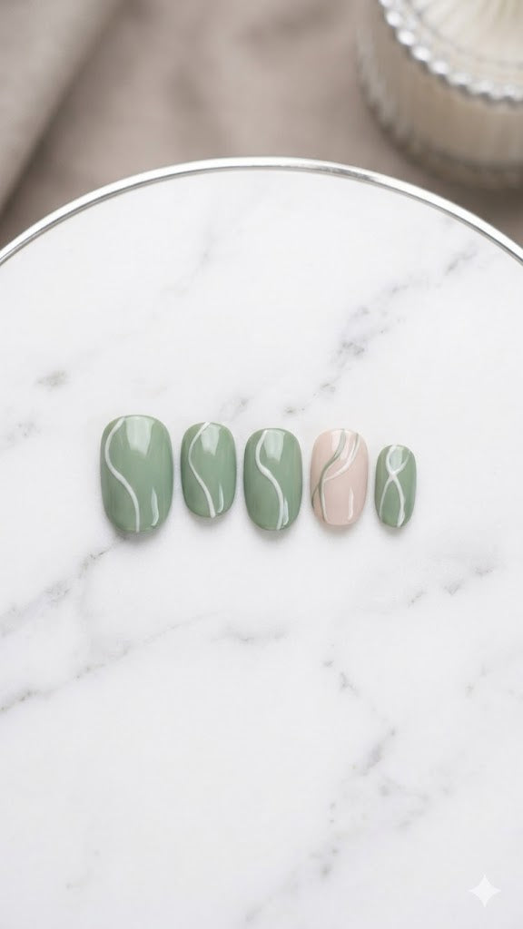 Press-On Nails Sauge Boréale Pressonnailsdesign