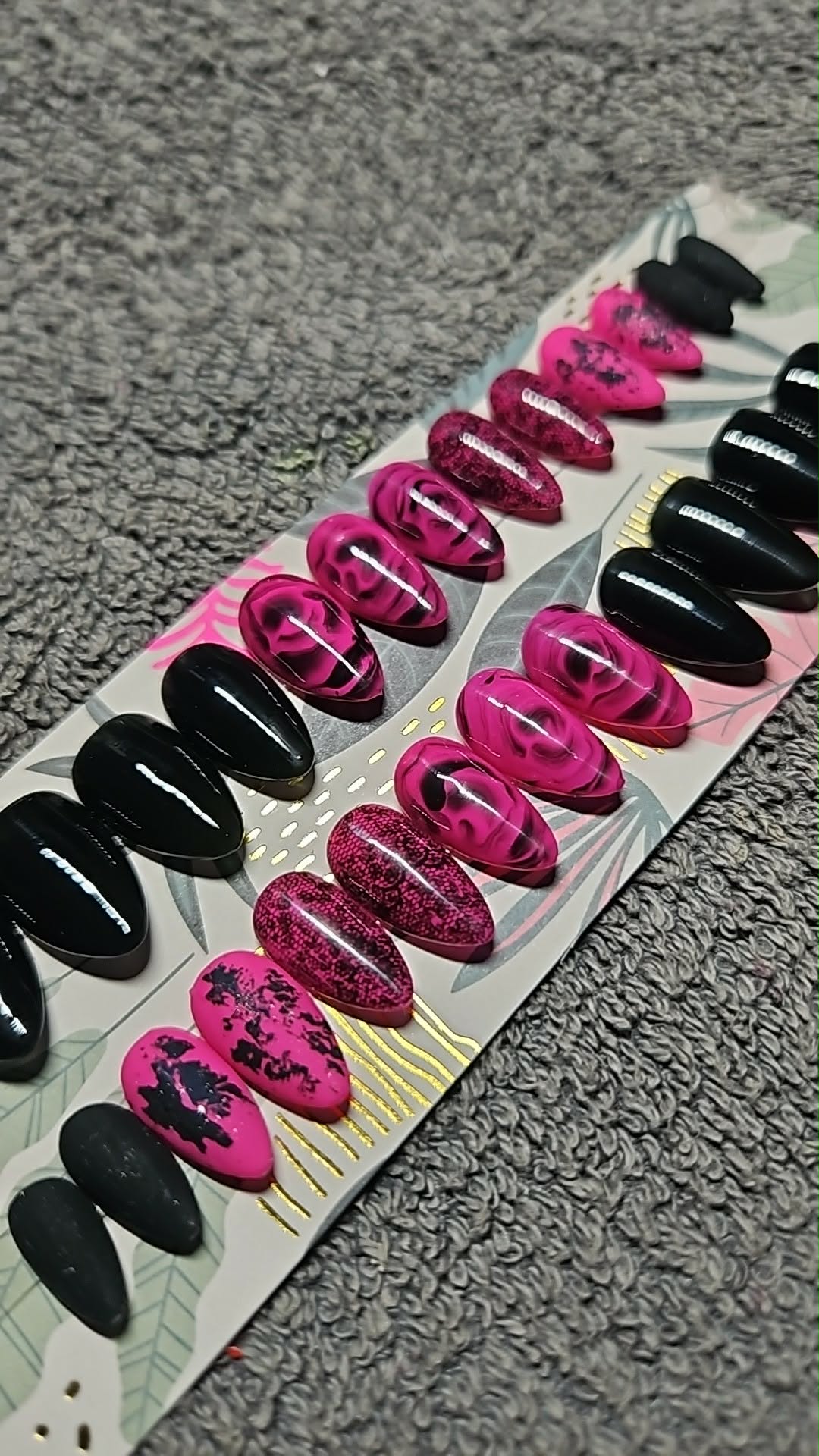 Press-On Nails Pink Noir Fusion Pressonnailsdesign