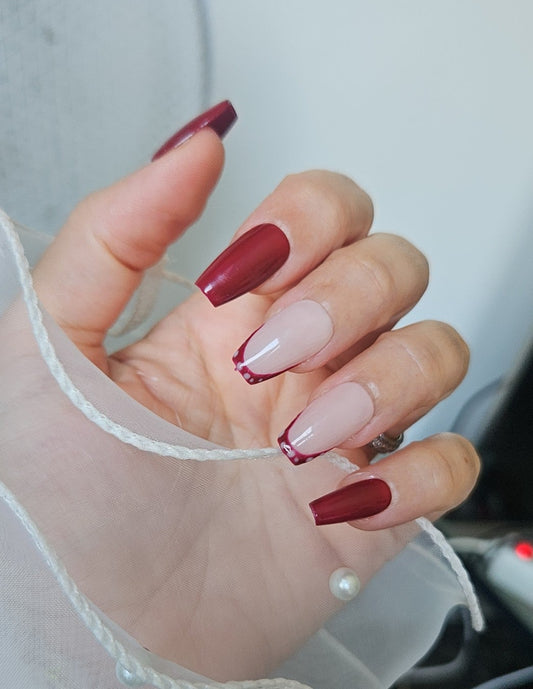 Press-On Nails Élégance Bordeaux Pressonnailsdesign