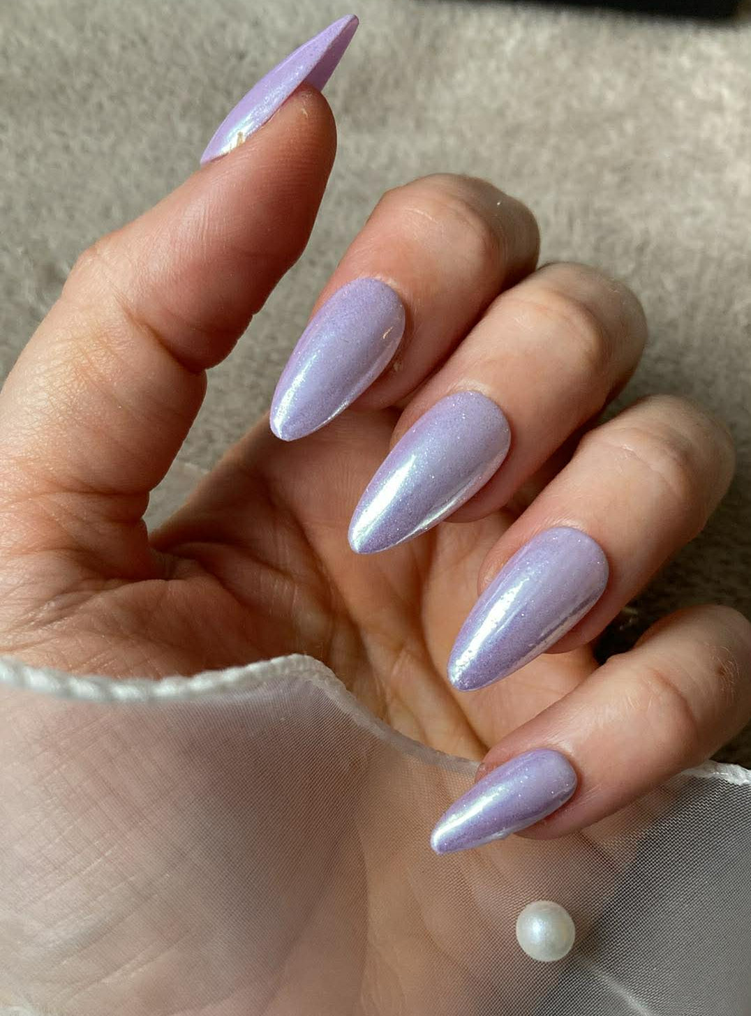 Press-On Nails Lilas Parme Effet Miroir Pressonnailsdesign