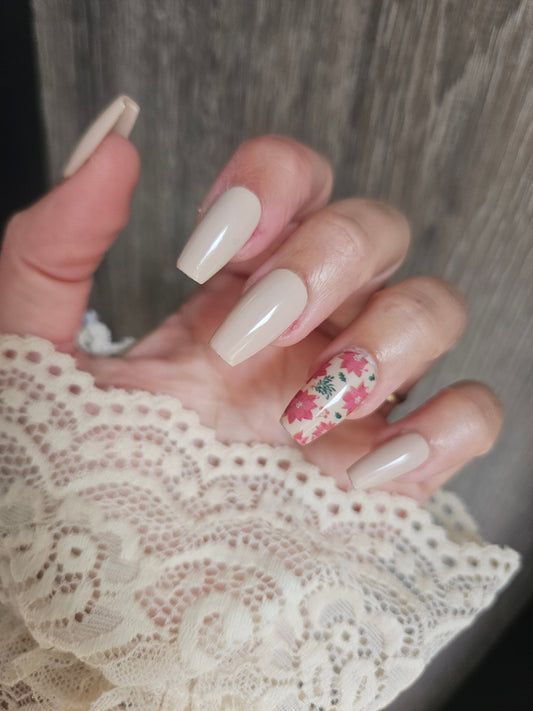 Press-On Nails Nude Floraison Pressonnailsdesign