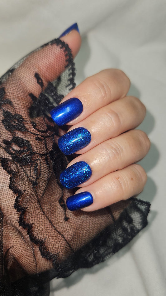 Press-On Nails Bleu Etincelant Pressonnailsdesign