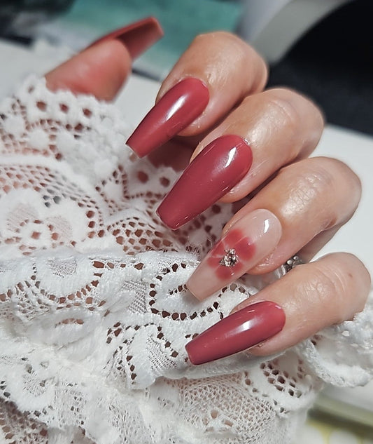 Press-On Nails Vieux Rose aux accents rose gold Pressonnailsdesign