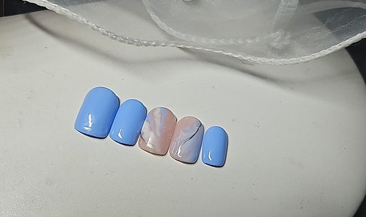 Press-On Nails Bleu céleste Pressonnailsdesign