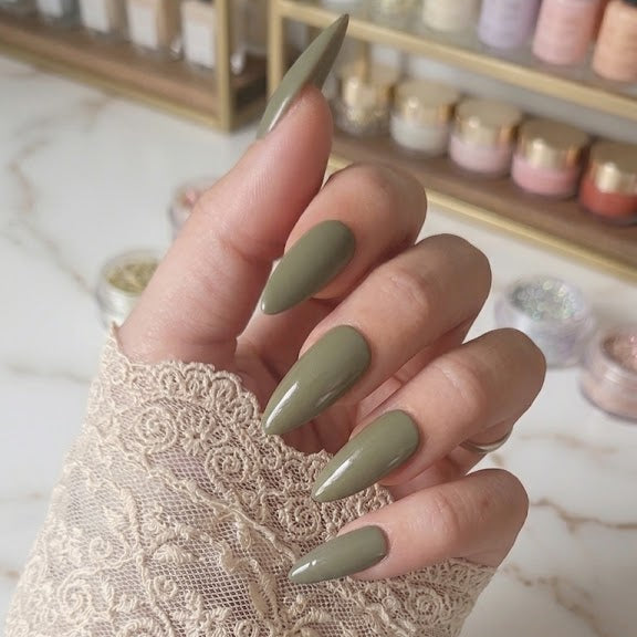 Press-on Nails kaki Olive - PROMO 50% Pressonnailsdesign