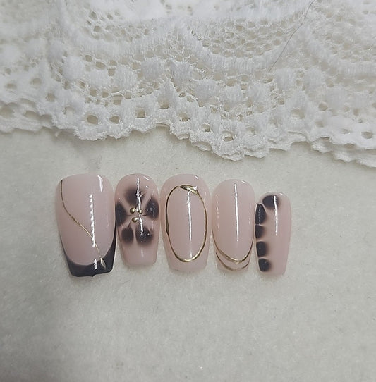 Press-On Nails Élégance  Dorée Pressonnailsdesign