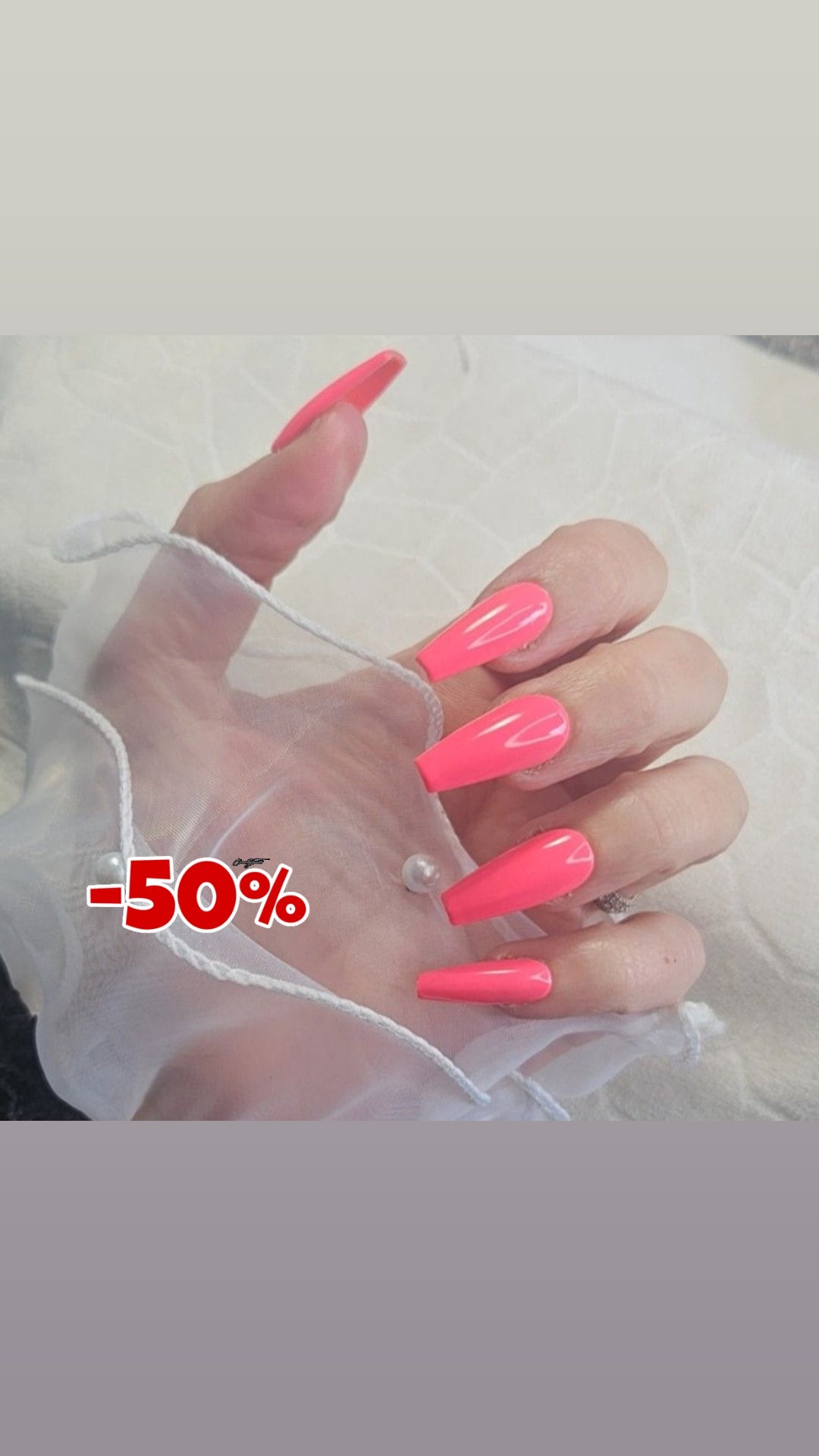 Press-on Nails Rose fluo lovelas - PROMO 50% Pressonnailsdesign