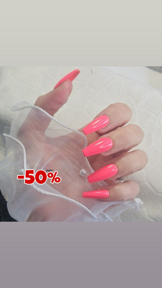 Press-on Nails Rose fluo lovelas - PROMO 50% Pressonnailsdesign
