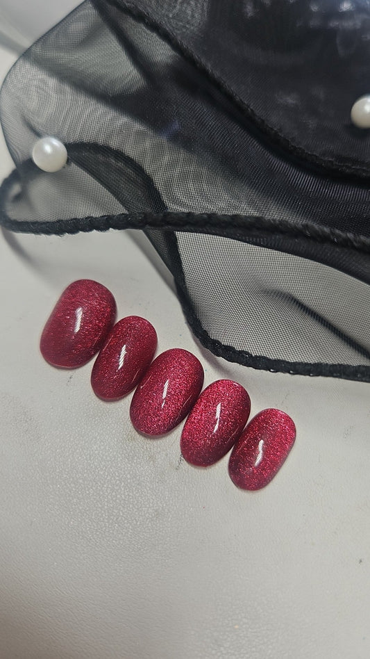 Press-On Nails Red Cat Eyes Pressonnailsdesign
