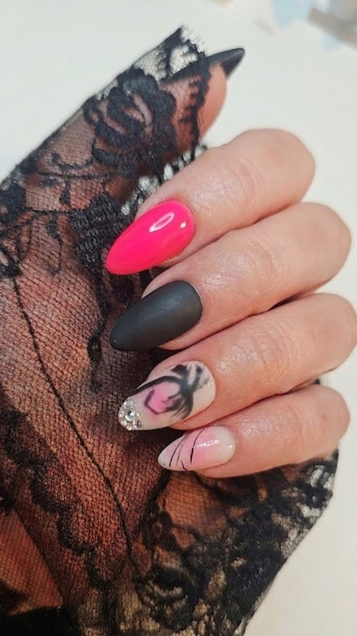 Press-on nails Pink & Palm Pressonnailsdesign