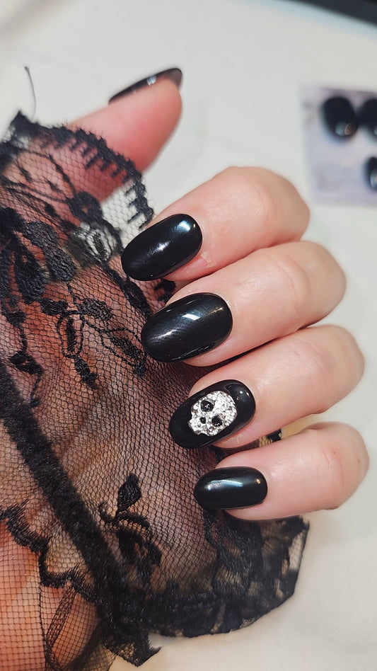 Press-On Nails Skull Élégance Pressonnailsdesign